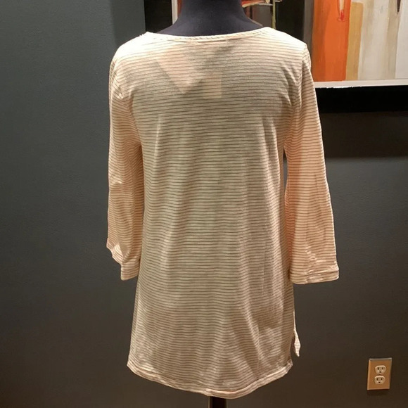 Weekend Suzanne Betro gold/ white stripe seam detail gathered square neck tunic - Picture 4 of 5